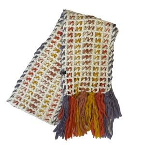 Screamer Orange Blue White Fringe Scarf